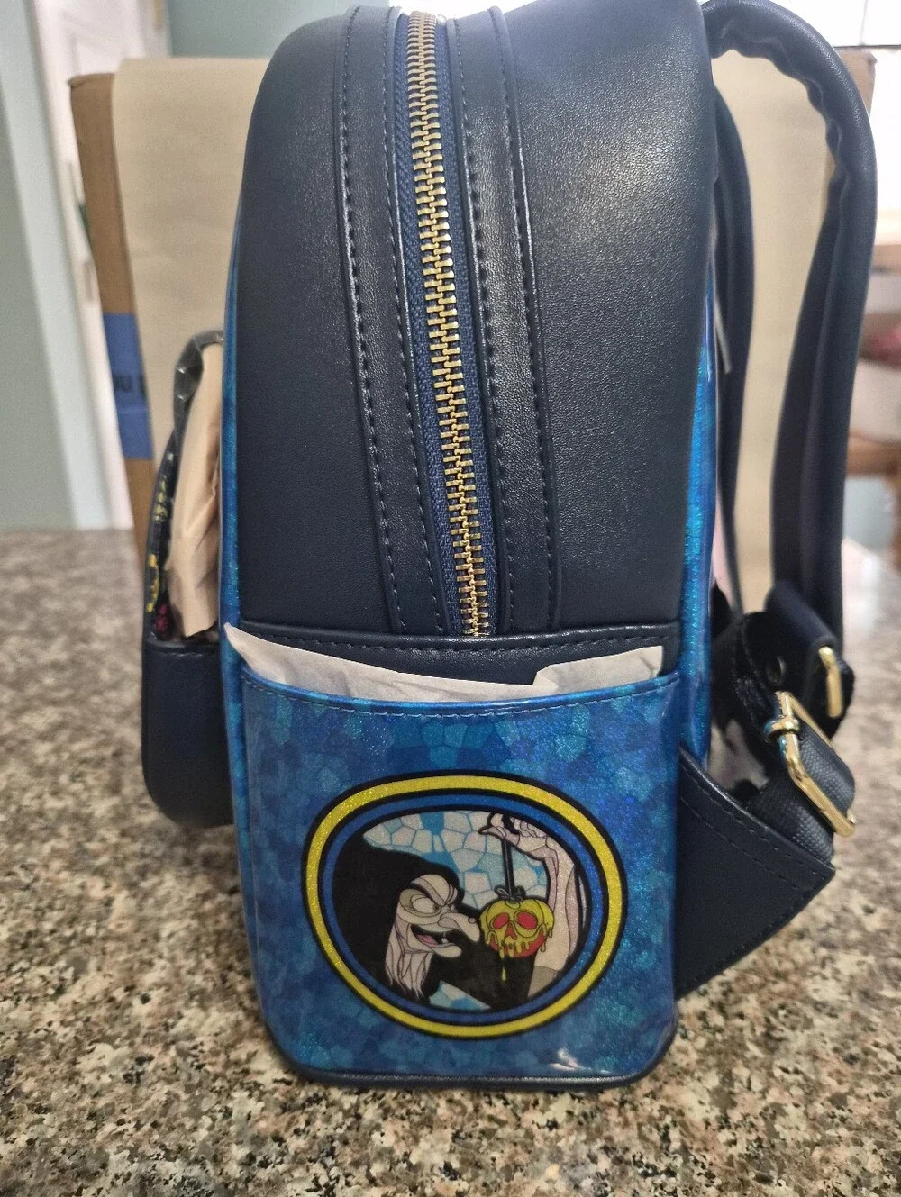 Loungefly Blue & Yellow Snow White Stained Glass Mini Backpack